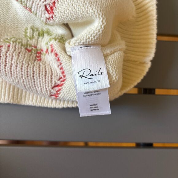 Rails Perci Sweater Women's Medium Cream Strawberries Knit Long Sleeve Crew Neck - Picture 8 of 9